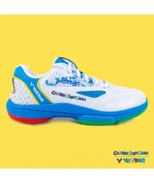 Victor x Crayon Shin Chan Junior Badminton Shoes A39JRCS AF (White /Blue) de pas cher