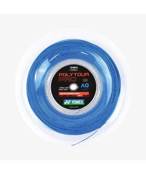 Yonex Polytour Pro 130 / 16 200m Tennis String Reel (Blue) livraison et retour toujours gratuits