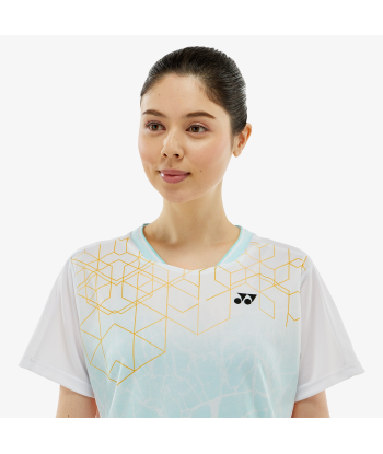 Yonex Women's Crew Neck Tournament Shirts 20814 (White) rembourrage situé sous