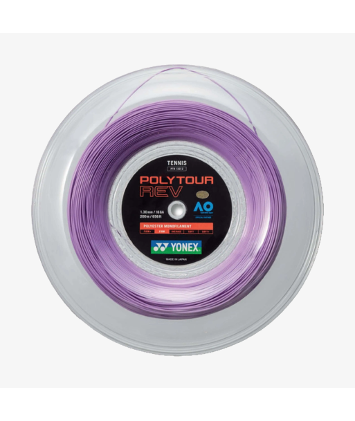 Yonex Polytour Rev 130 / 16 200m Tennis String Reel (Purple) à prix réduit toute l'année