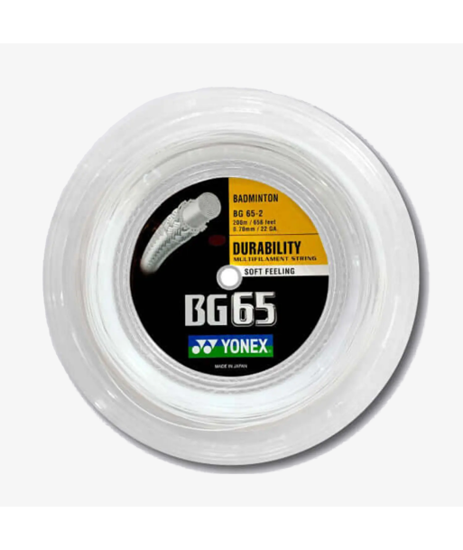 Yonex BG 65 200m Badminton String (White) solde